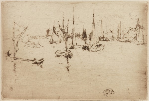 Barges, Dordrecht, 1884. Creator: James Abbott McNeill Whistler.