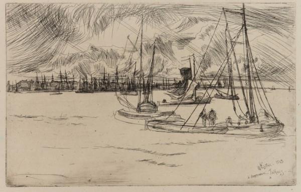 Amsterdam, from the Tolhuis, 1863. Creator: James Abbott McNeill Whistler.