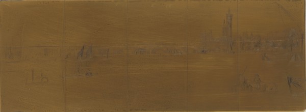 Etching plate: Old Westminster Bridge, 1859. Creator: James Abbott McNeill Whistler.
