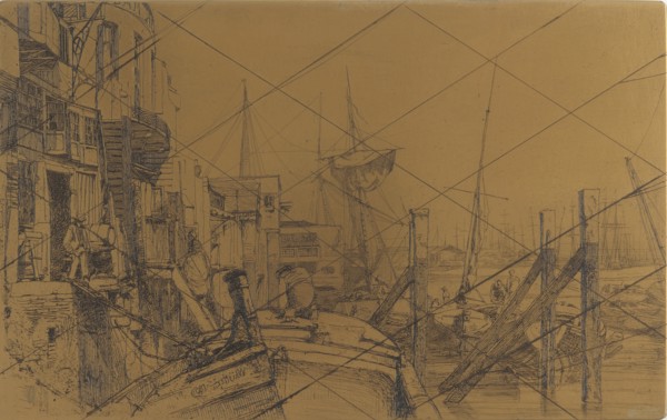 Etching plate: Limehouse, 1859. Creator: James Abbott McNeill Whistler.