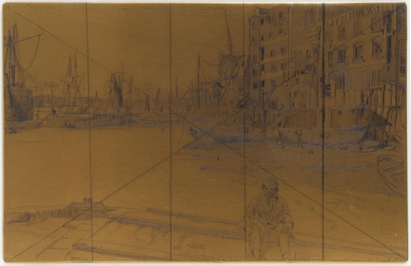 Etching plate: Eagle Wharf (Tyzac Whiteley and Co.), 1859. Creator: James Abbott McNeill Whistler.