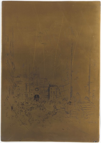 Cancelled Printing Plate for The Piazzetta, 1879-1880. Creator: James Abbott McNeill Whistler.