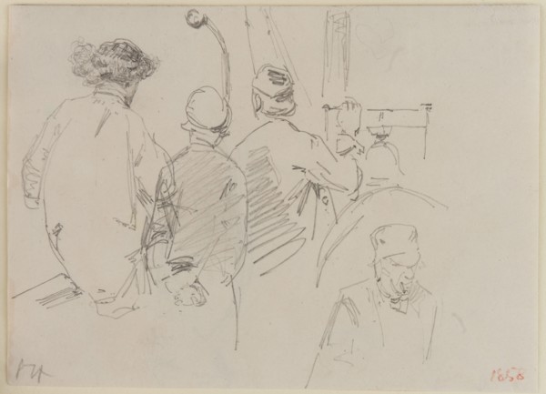 Four Men Aboard a Boat, 1858. Creator: James Abbott McNeill Whistler.