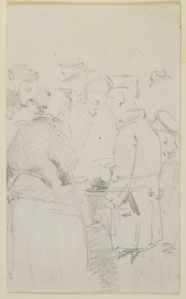 A Group of Figures around a Brazier, 1858. Creator: James Abbott McNeill Whistler.