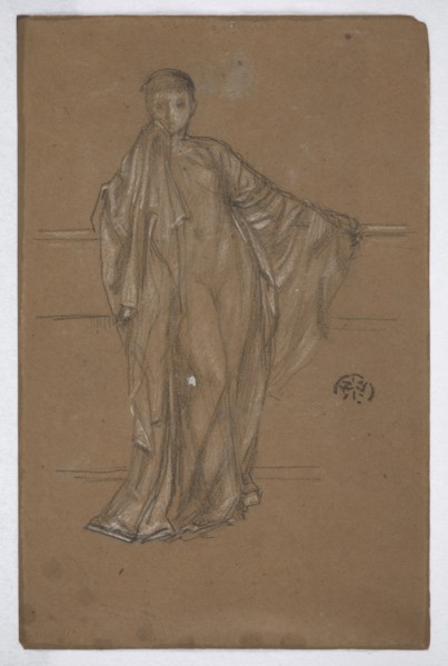 Draped Figure at a Railing, 1868-1870. Creator: James Abbott McNeill Whistler.