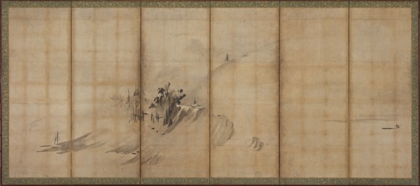 Landscape: hills and buildings, Muromachi period, mid-late 16th century. Creator: Sesson Shukei.