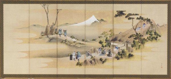 Country Scenes and Mount Fuji; one of a pair, Edo period, ca. 1830-1832. Creator: Hokusai.