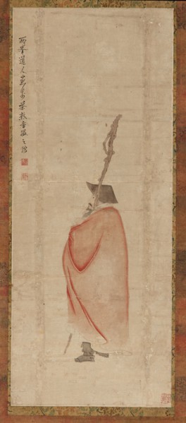 Standing man in a red coat, Qing dynasty, (18th century ?). Creator: Luo Ping.