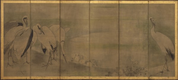 Cranes and chrysanthemums, Momoyama or Edo period, 1568-1868. Creator: Sôtatsu.