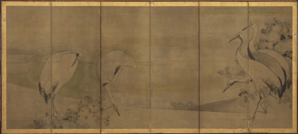 Cranes and chrysanthemums, Momoyama or Edo period, 1568-1868. Creator: Sôtatsu.