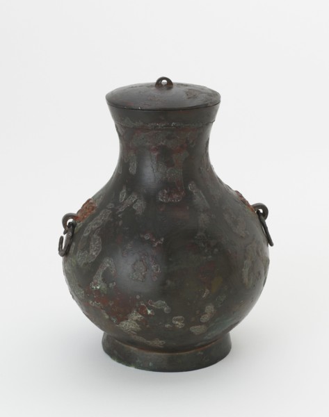 Lidded ritual container (hu) with painted decoration, Han dynasty, 206 BCE-220 CE. Creator: Unknown.