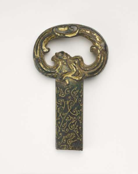 Sword hilt with ring pommel in the form of a dragon, Han dynasty, 206 BCE-220 CE. Creator: Unknown.