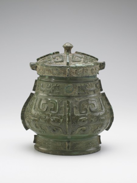 Lidded ritual wine container (you) with taotie and dragons, Late Shang dynasty, c1200-1100 BCE. Creator: Unknown.