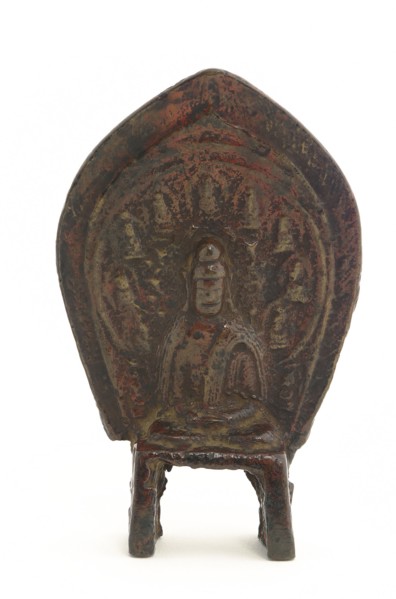 Relief statuette of seated Buddha with nine miniature Buddhas..., Period of Division, 5th century. Creator: Unknown.
