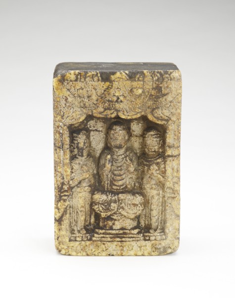 Seated Buddha with bodhisattvas (obverse); Seated Buddha..., (reverse), Period of Division, 548 CE. Creator: Unknown.
