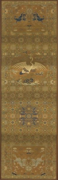 Brocade, silk. Oblong panel; chair cover, Qing dynasty, 18th century. Creator: Unknown.