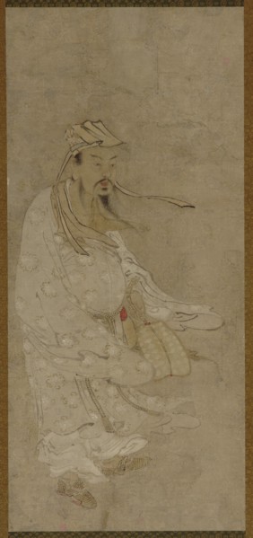 A Chinese man standing in a high wind, Edo period, 17th century. Creator: Unknown.
