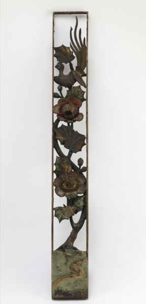 Carved openwork panel with hibiscus and long-tailed bird, Edo period, 18th-19th century. Creator: Unknown.