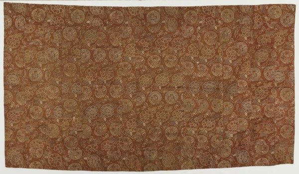 Brocade, silk. A Buddhist monk's robe, patched; kesa ??, Edo period, 1615-1868. Creator: Unknown.
