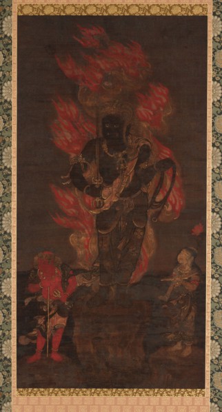 Fudo Myo'o and two attendants, Kamakura period, 14th century. Creator: Unknown.