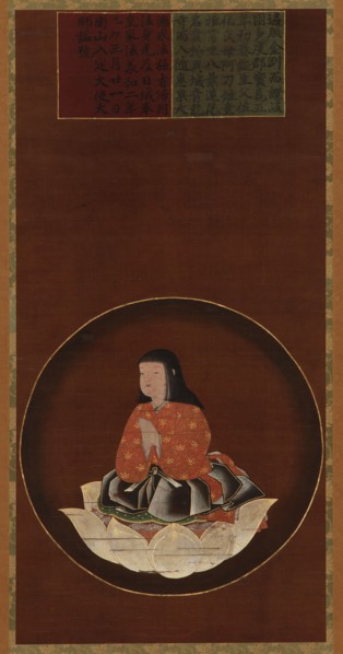 Kobo Daishi as a child seated on a lotus, Muromachi period, 15th-16th century. Creator: Unknown.