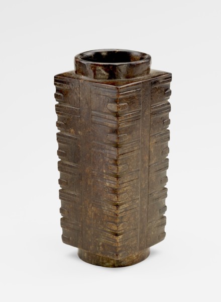 Six-tier tube (cong ?) with masks, probably recut, Late Neolithic period, ca. 3300-2250 BCE. Creator: Unknown.