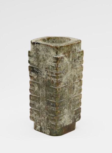 Five-tier tube (cong ?) with masks, Late Neolithic period, ca. 3300-2250 BCE. Creator: Unknown.