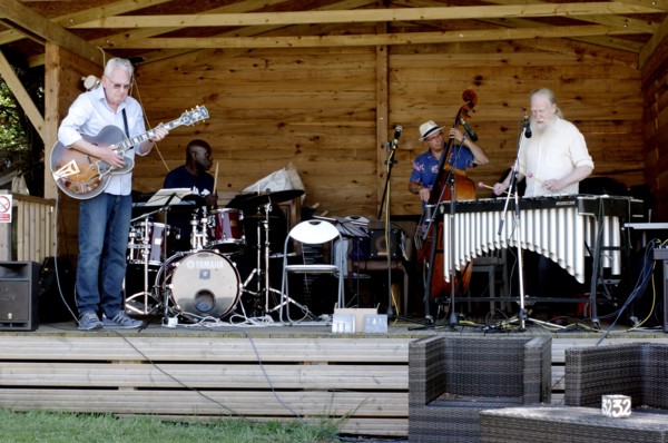 Roger Beaujolais Quartet, Jim Mullen, Winston Clifford, Simon Thorpe, Roger Beaujolais, Kent, 2021. Creator: Brian O'Connor.