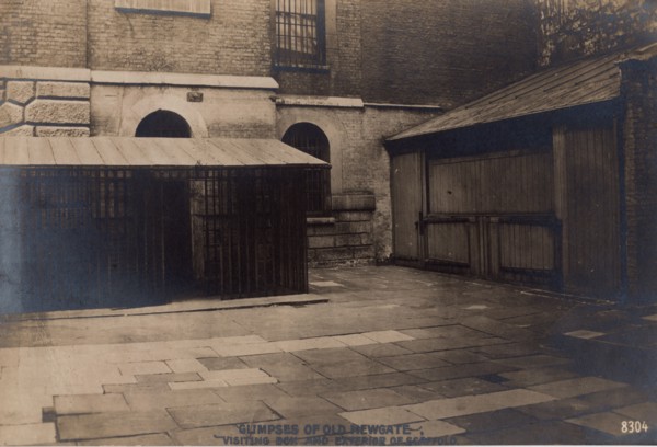 Glimpses of Old Newgate - Visiting Box and Exterior of Scaffold, c1900.  Creator: Rotophot.