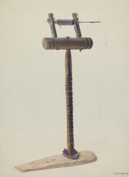 Spinning Wheel, c. 1938. Creator: Maud M Holme.