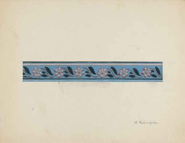 Wall Paper Border on Bandbox Lid, c. 1936. Creator: Nicholas Acampora.