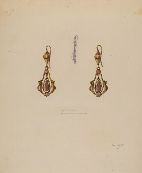 Earrings, c. 1937. Creator: Grace Halpin.