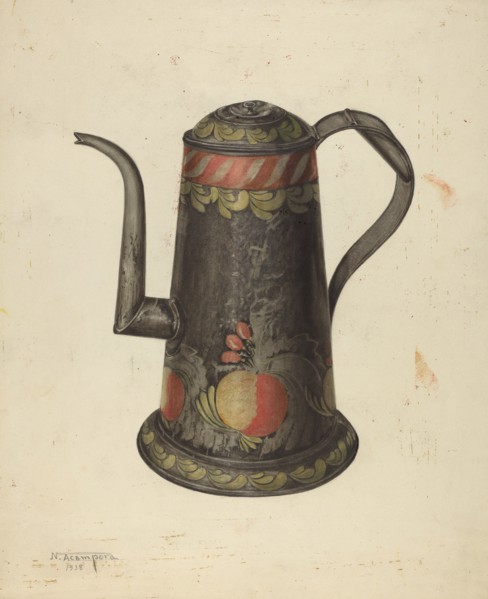 Toleware Coffee Pot, c. 1938. Creator: Nicholas Acampora.