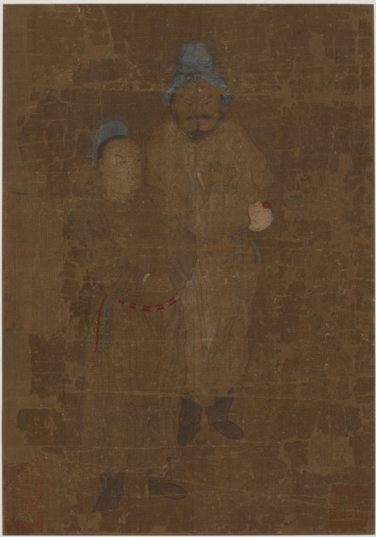 Two male figures, standing, Ming dynasty, 17th century. Creator: Unknown.