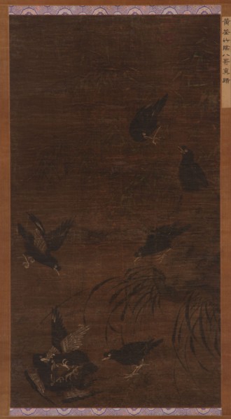 Eight Mynah Birds with Bamboo and Orchids, Ming dynasty, 16th century. Creator: Unknown.