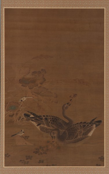 Two Geese Feeding in a Lotus Pond, Ming dynasty, 16th-17th century. Creator: Unknown.