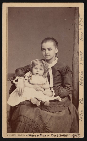 Group Portrait of Herman Henry Diebitsch Children, Marie and Josephine (Josie), June 8, 1875. Creator: Julius Ulke.