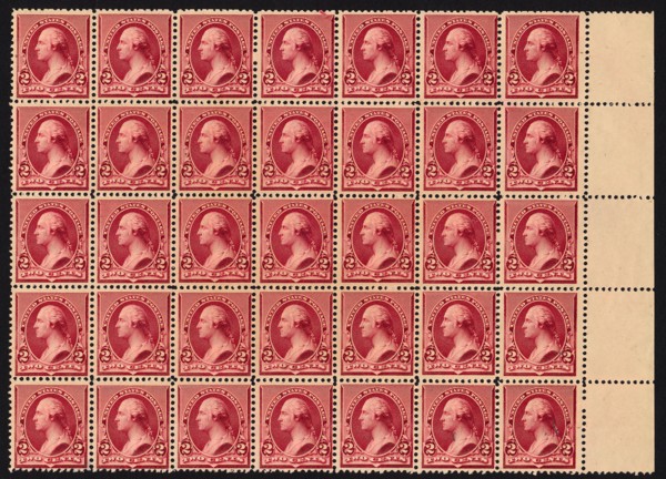 2c Washington block of thirty-five, 1890. Creator: American Bank Note Company.