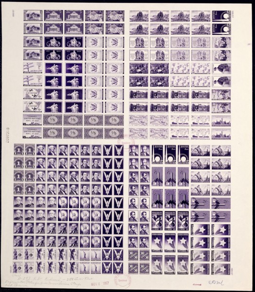Huck Press experimental plate proof, 1957. Creator: Bureau of Engraving and Printing.
