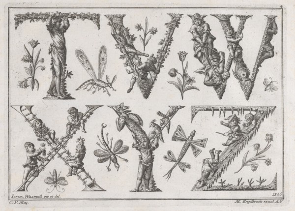 Decorated Roman alphabet, 18th century., 18th century. Creator: Jeremias Wachsmuth.