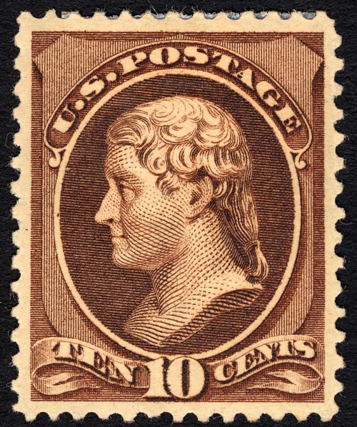 10c Thomas Jefferson single, 1882. Creator: Unknown.