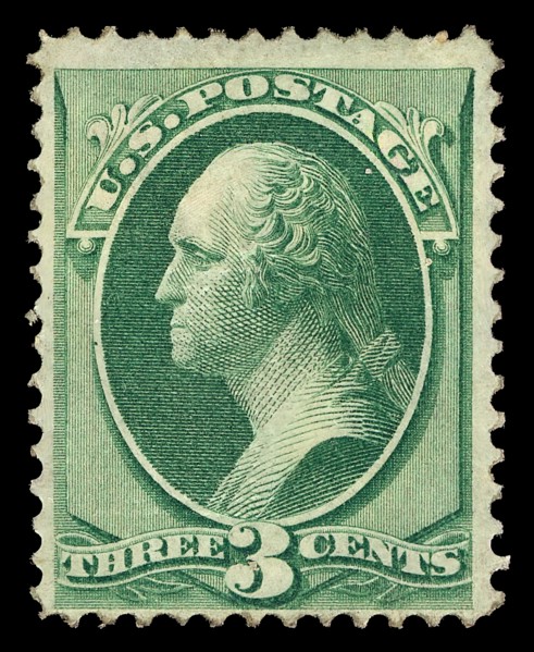 3c Washington grilled single, March 1870. Creator: Unknown.