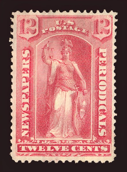 12c Justice Newspapers and Periodicals imprint single, 1875. Creator: Unknown.