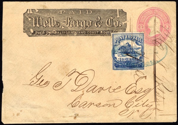 Pony Express to Carson City, NV cover, 1862. Creator: Unknown.