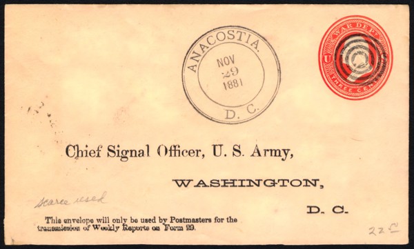 3c Washington War Department cover, November 29, 1881. Creator: Unknown.