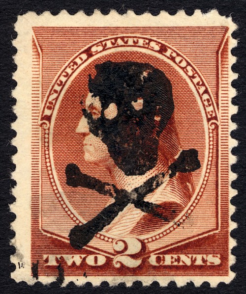 2c Washington with skull and crossbones single, c. 1883. Creator: Unknown.