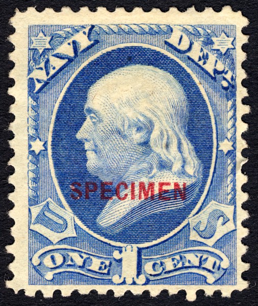 1c Franklin Navy Department special printing single, 1875. Creator: Unknown.