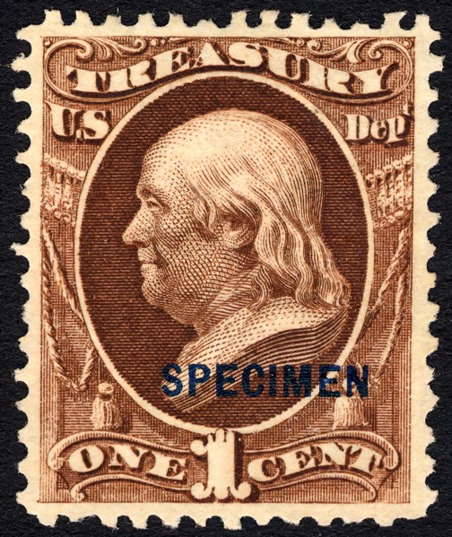 1c Franklin Treasury Department special printing single, 1875. Creator: Unknown.