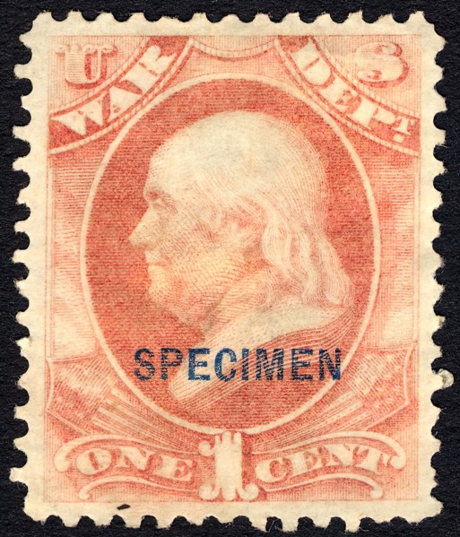 1c Franklin War Department special printing single, 1875. Creator: Unknown.