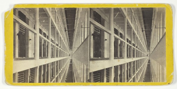 Interior View of the Main Hall of Prison, East Side, which is 6 Stories High..., 1860/69. Creator: Anthony & Company.